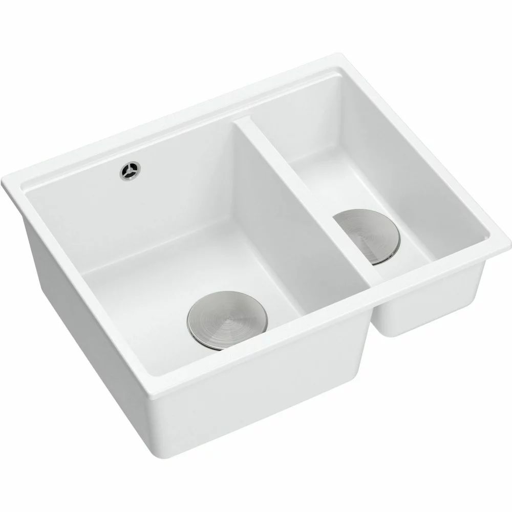 Chiuveta compozit incastrata Quadron Logan 150 alb - inox 56x46 cm