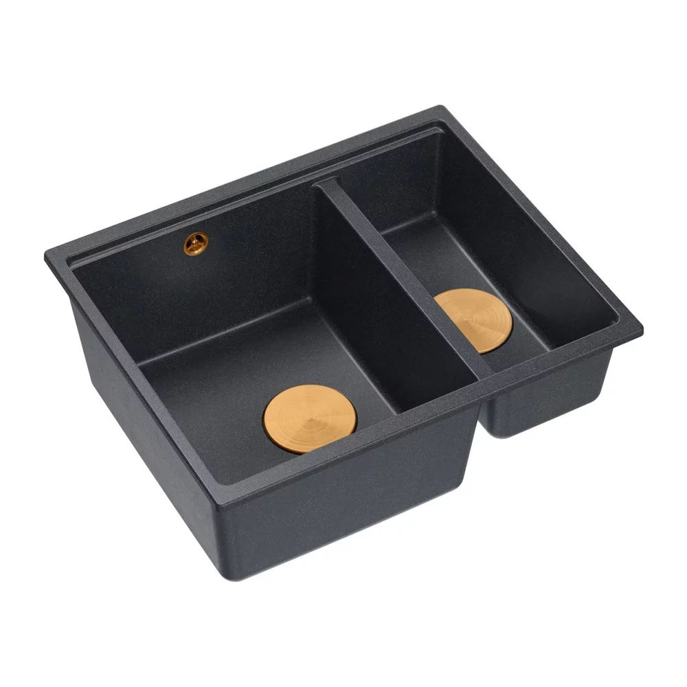 Chiuveta compozit sub blat Quadron Logan 150 negru diamant - cupru 56x46 cm