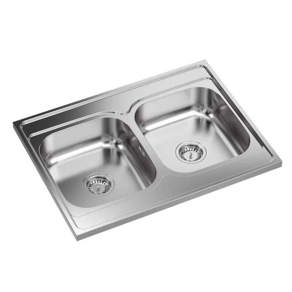 Chiuveta inox incastrata Quadron Sean 120 2 cuve finisaj inox satinat 80x60 cm