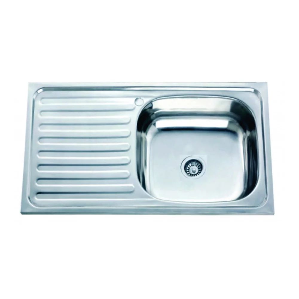 Chiuveta inox Inter Ceramic Alpaca cu o cuva cu picurator in stanga finisaj inox lucios 75x40 cm