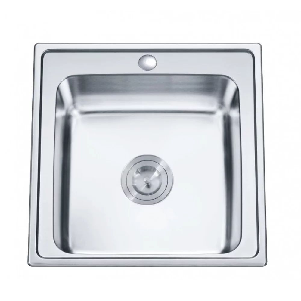 Chiuveta inox Inter Ceramic Tampico cu o cuva fara picurator finisaj inox satinat 50x50 cm