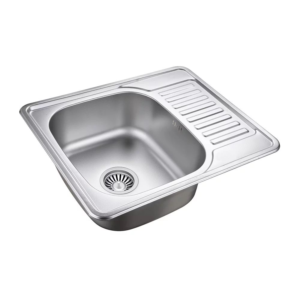 Chiuveta inox Quadron Kevin 116 cu o cuva cu picurator finisaj inox texturat 58x48 cm