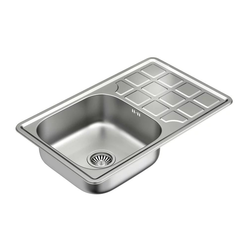 Chiuveta inox Quadron Louis 111 cu o cuva cu picurator finisaj inox texturat 47x48 cm