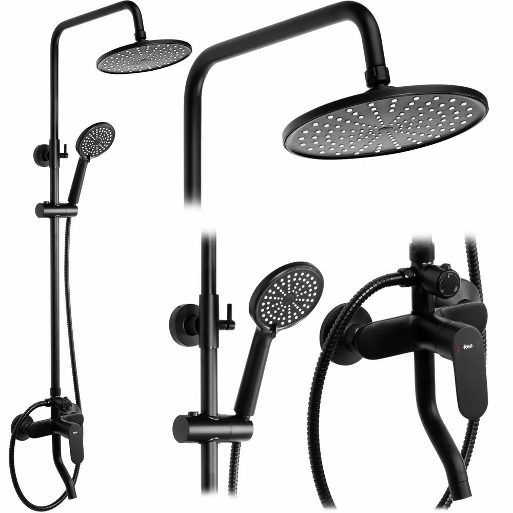 Coloana de dus cu baterie monocomanda negru mat Rea Salton