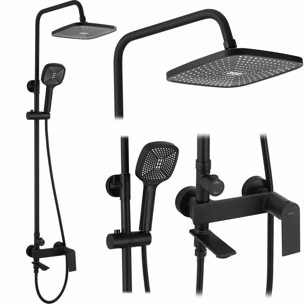 Coloana de dus cu baterie monocomanda negru mat Rea Storm