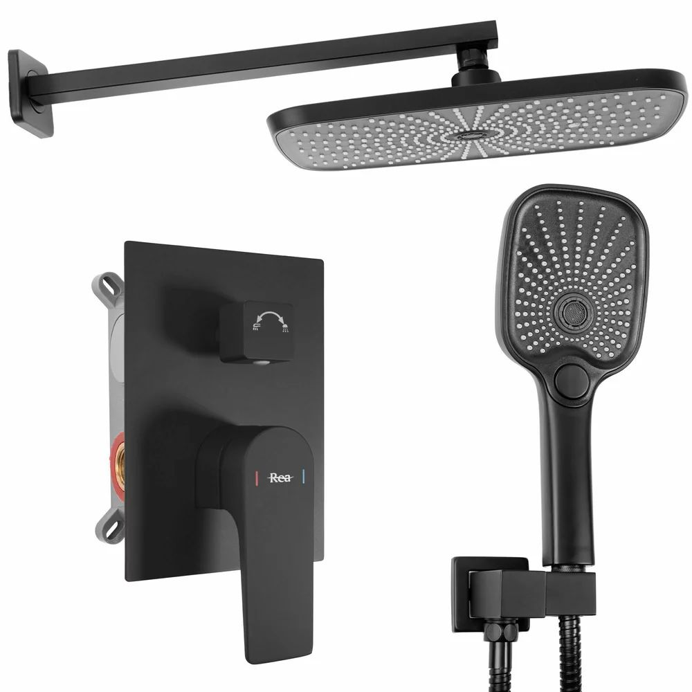Coloana de dus cu baterie monocomanda negru Rea Moby