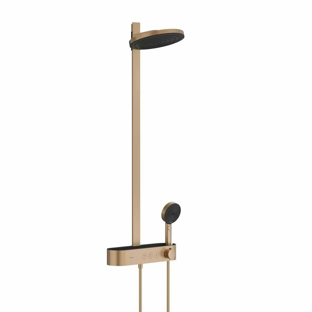 Coloana de dus cu baterie termostatata Hansgrohe Pulsify S 260 2 jeturi bronz periat