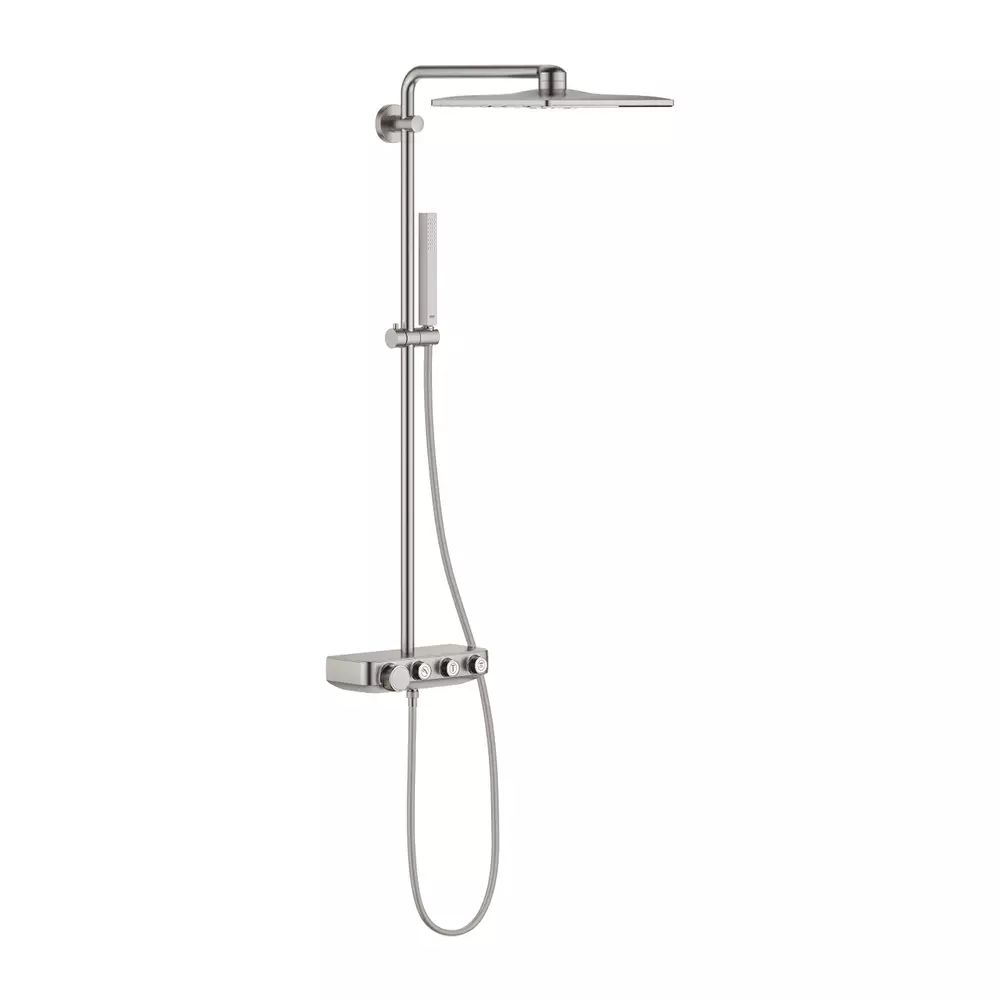 Coloana de dus cu termostat Grohe Euphoria SmartControl 310 Cube Duo crom periat Supersteel