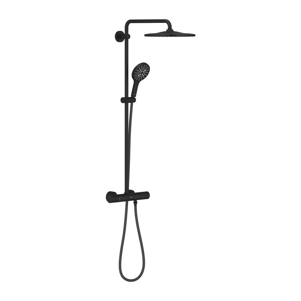 Coloana de dus cu baterie termostatata negru mat Grohe RainShower