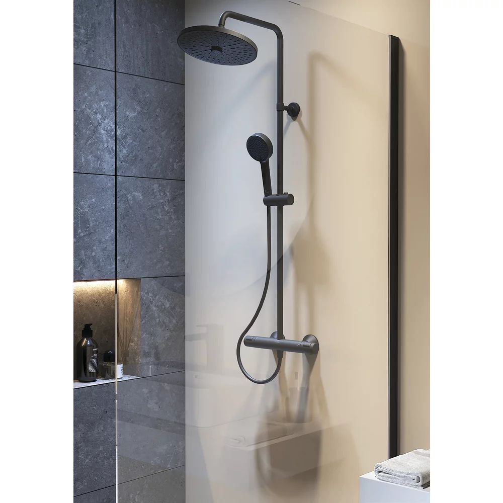 Coloana de dus termostatata negru mat Ideal Standard Ceratherm T25+