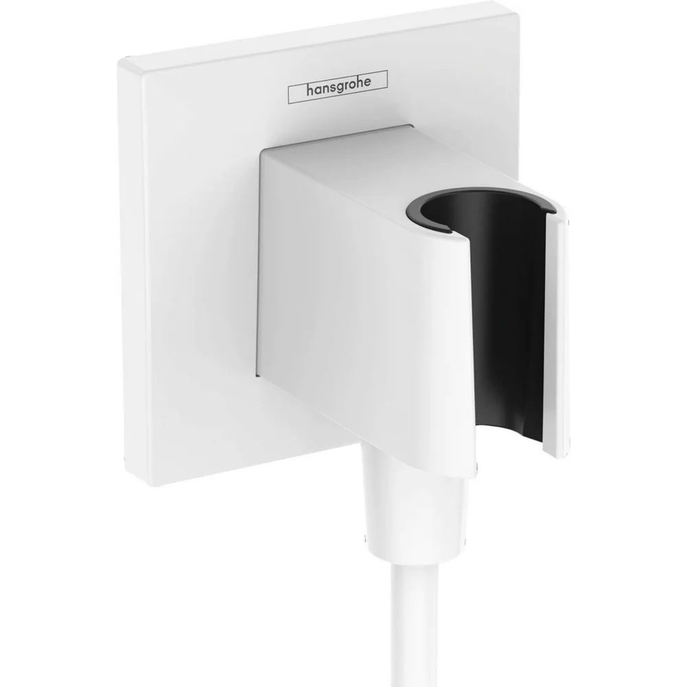 Cot conector dus cu suport para Hansgrohe Fixfit E alb mat