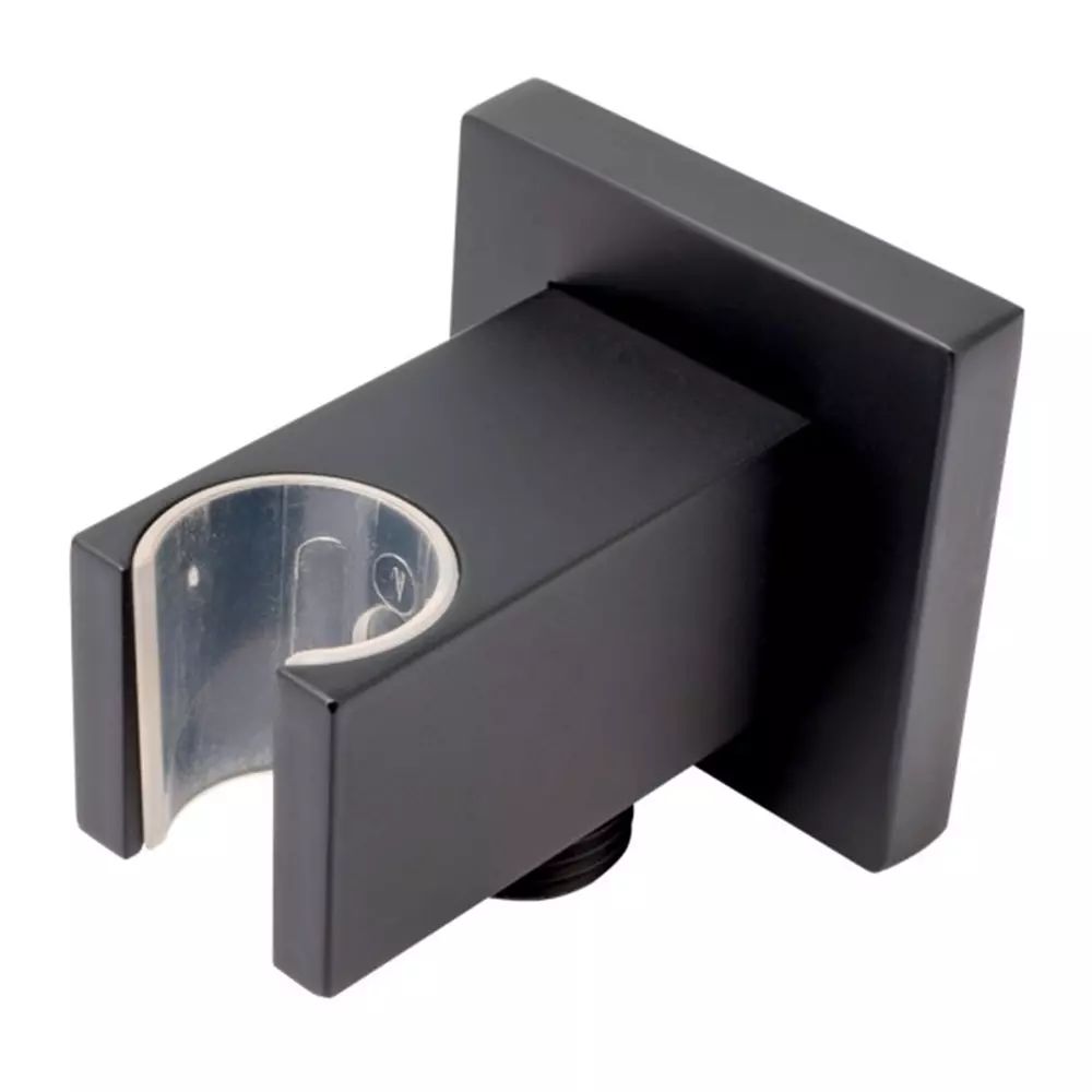 Cot conector patrat FDesign Inula cu suport dus negru mat
