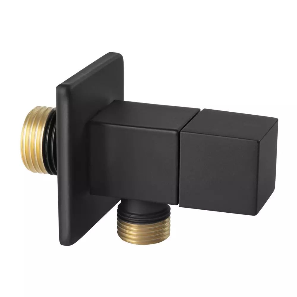 Robinet coltar Ferro 1/2”x1/2” dreptunghiular cu finisaj negru mat