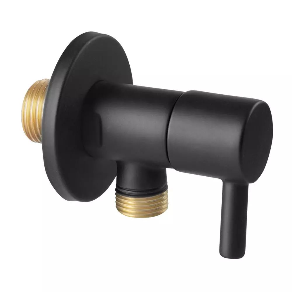 Robinet coltar Ferro 1/2”x1/2” rotund cu finisaj negru mat