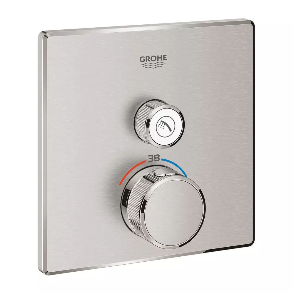 Baterie dus incastrata cu termostat Grohe Grohtherm SmartControl pentru 1 iesire crom periat Supersteel