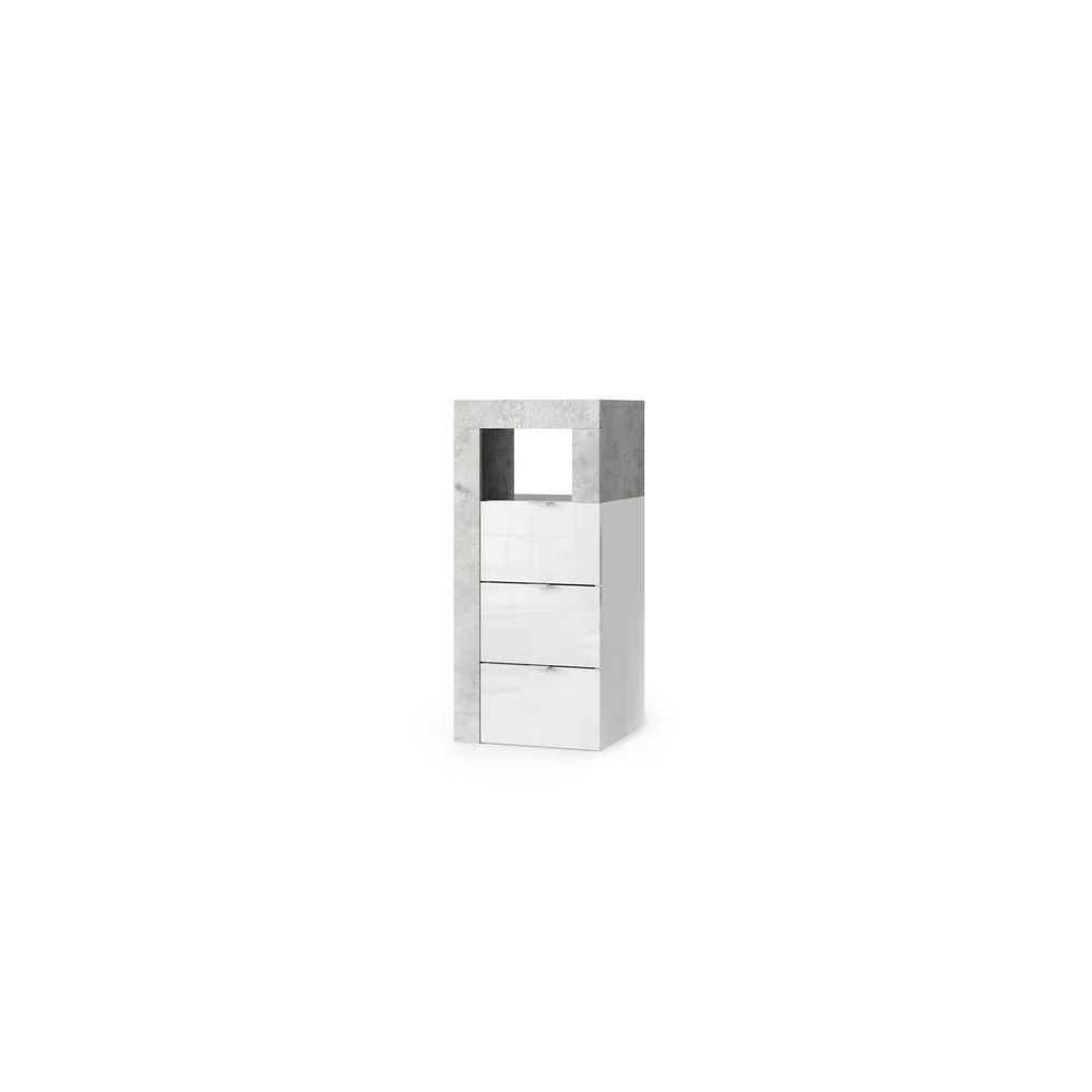 Dulap coloana mediu LC Mobili Italia Hamburg finisaj alb lucios/gri beton 35x78 cm