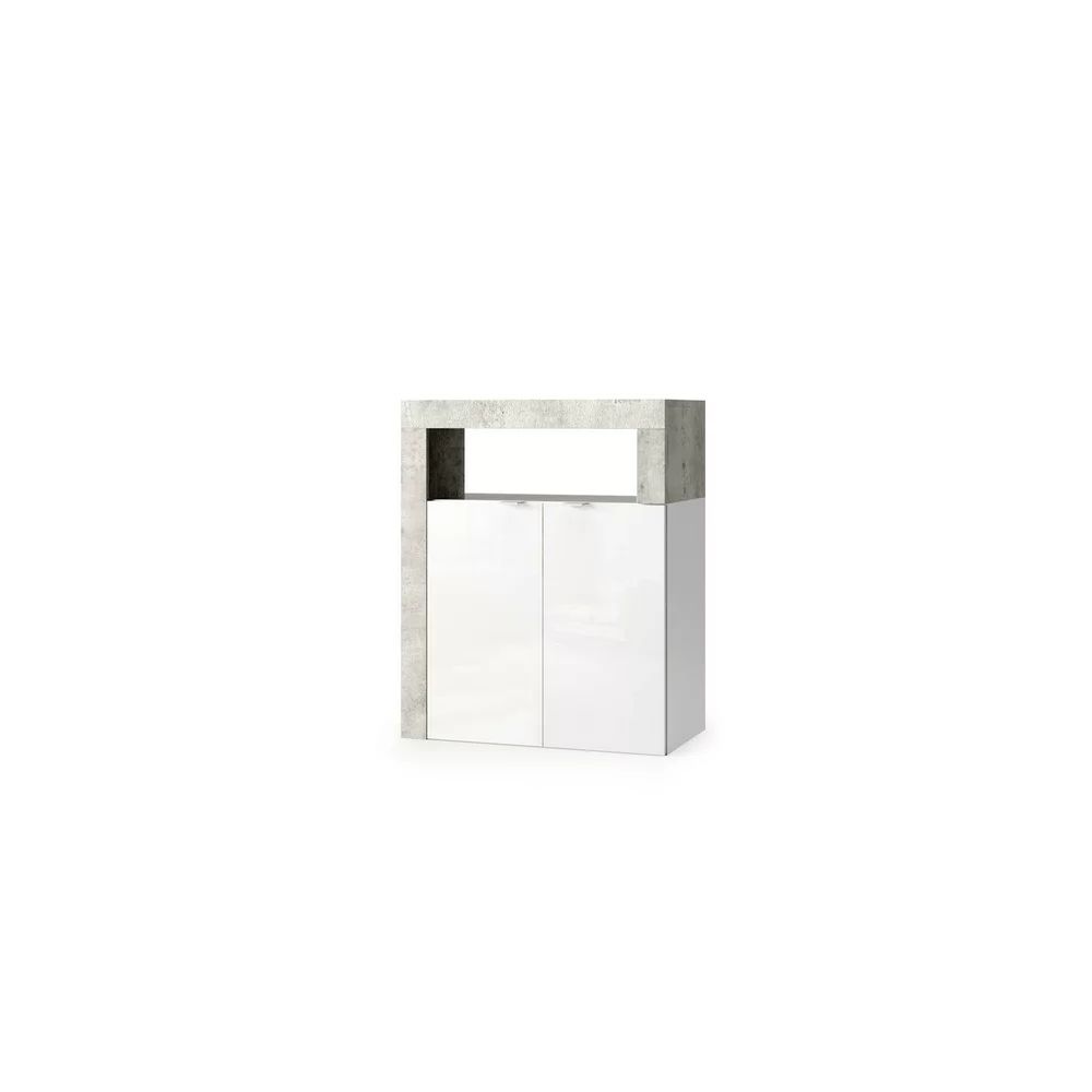 Dulap coloana mediu LC Mobili Italia Hamburg 64x78 cm finisaj alb lucios/gri beton