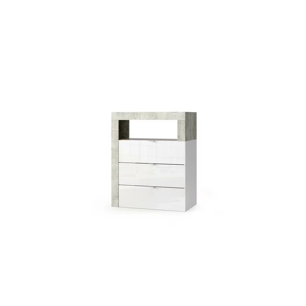 Dulap coloana mediu LC Mobili Italia Hamburg finisaj alb lucios/gri beton 64x78 cm