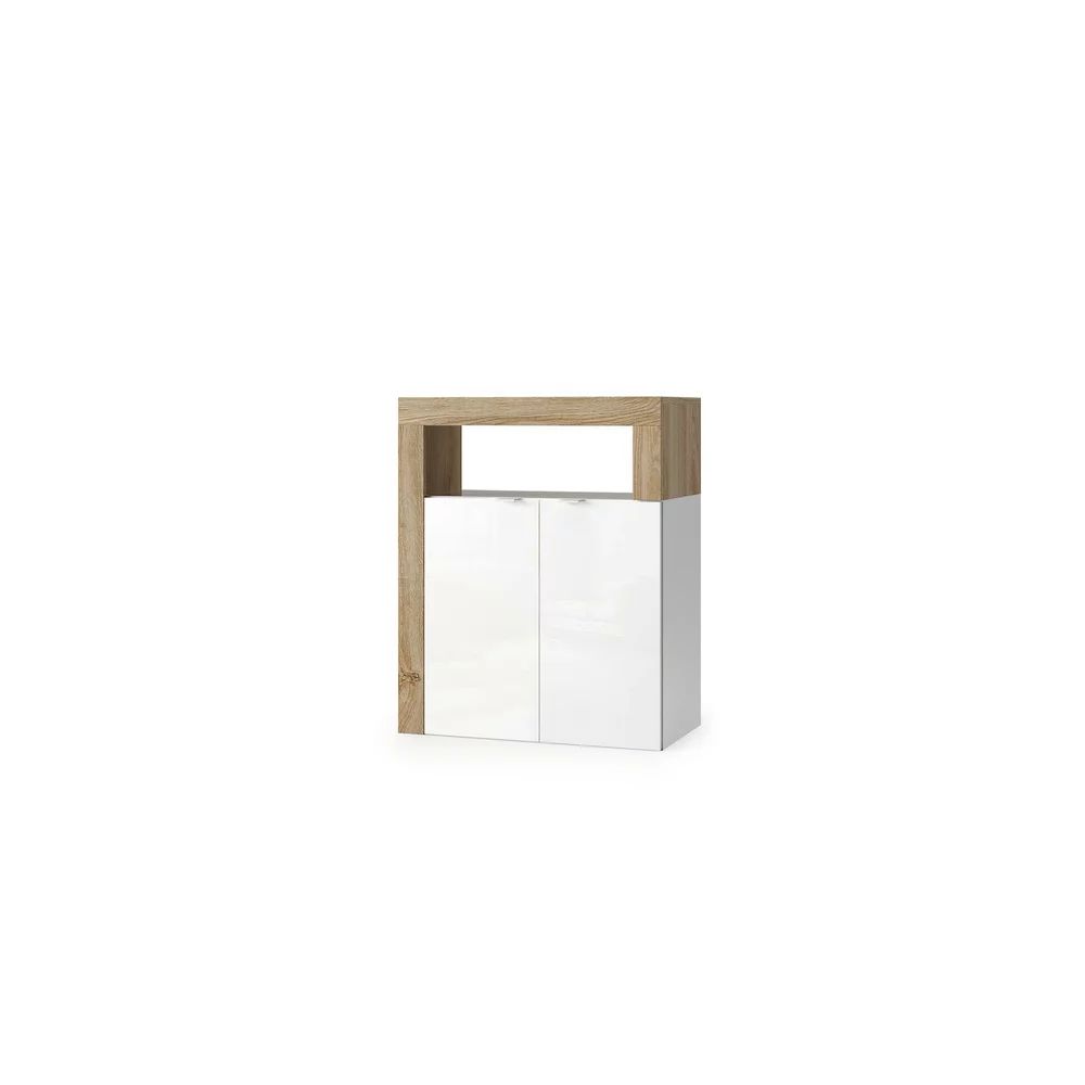 Dulap coloana mediu LC Mobili Italia Hamburg 64x78 cm finisaj alb lucios/maro lemn