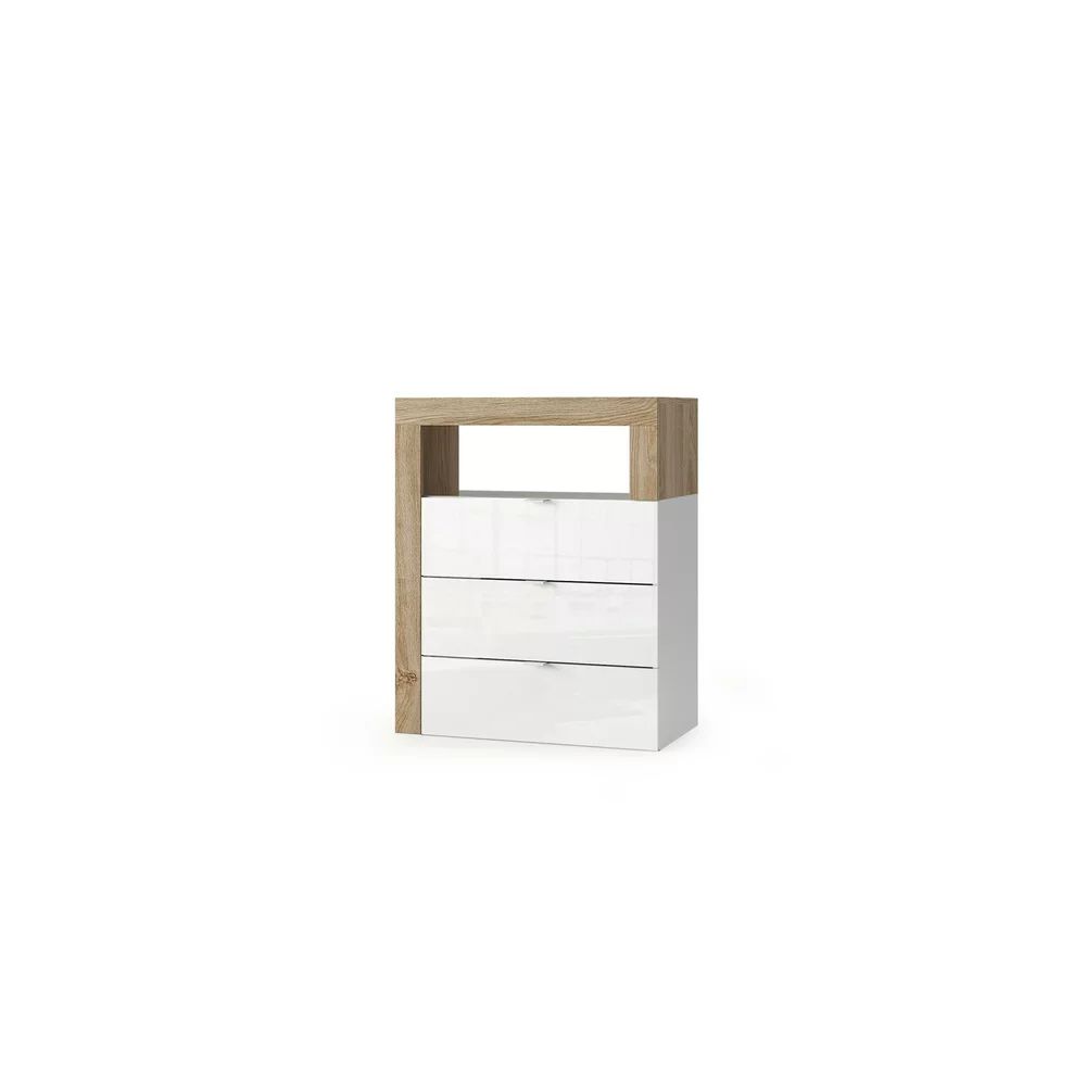 Dulap coloana mediu LC Mobili Italia Hamburg finisaj alb lucios/maro lemn 64x78 cm