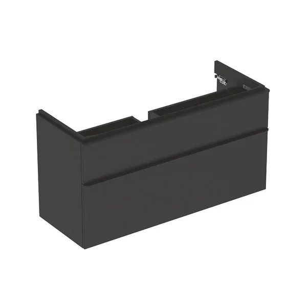 Dulap baza pentru lavoar suspendat Geberit Smyle Square lava gri inchis 2 sertare 119 cm