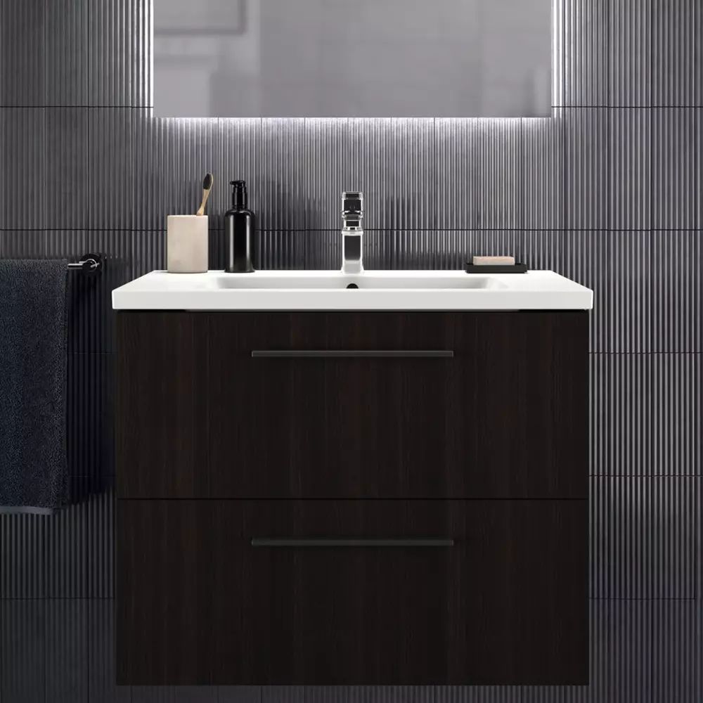Dulap baza suspendat Ideal Standard i.life B finisaj stejar cafeniu 2 sertare 80 cm