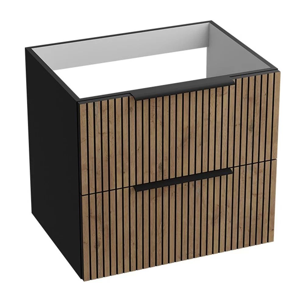 Dulap baza suspendat Rune Ivar 2 sertare 60 cm finisaj negru-lemn mat