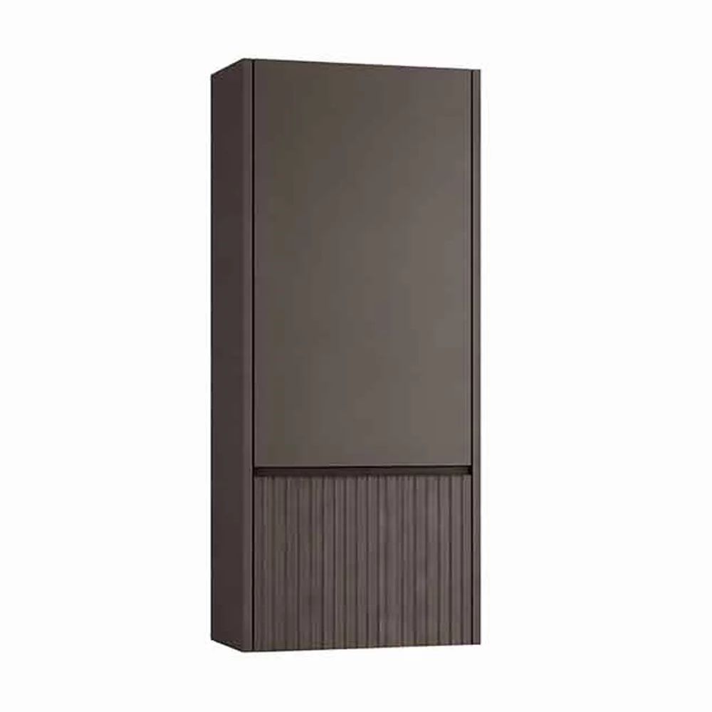 Dulap coloana mediu suspendat KolpaSan Orphia riflat 1 usa si 1 sertar 45x100 cm finisaj grafit negru