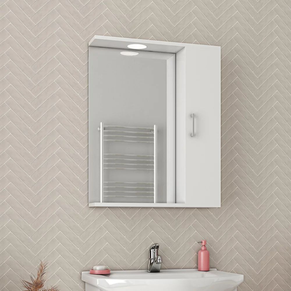 Dulap cu oglinda suspendat Drop Ritmo alb 1 usa 58 cm dreapta