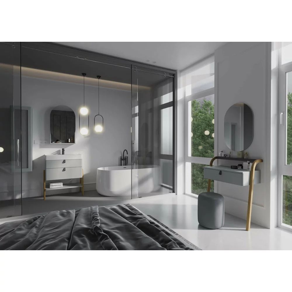 Dulap pe pardoseala gri deschis Krofam Moss 70 cm