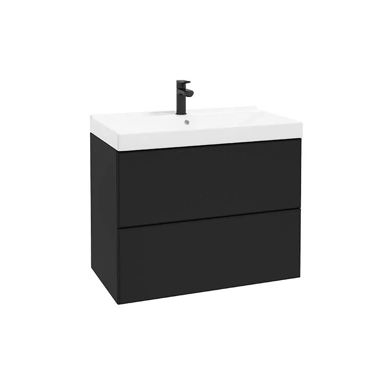 Dulap suspendat pentru lavoar negru mat Defra MO-RE 80 cm
