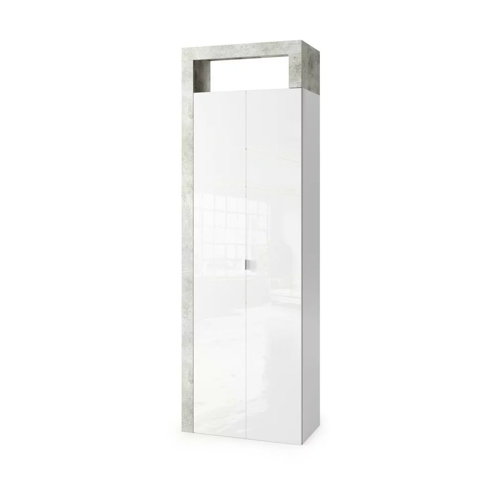 Dulap coloana mare LC Mobili Italia Hamburg 64x188 cm finisaj alb lucios/gri beton