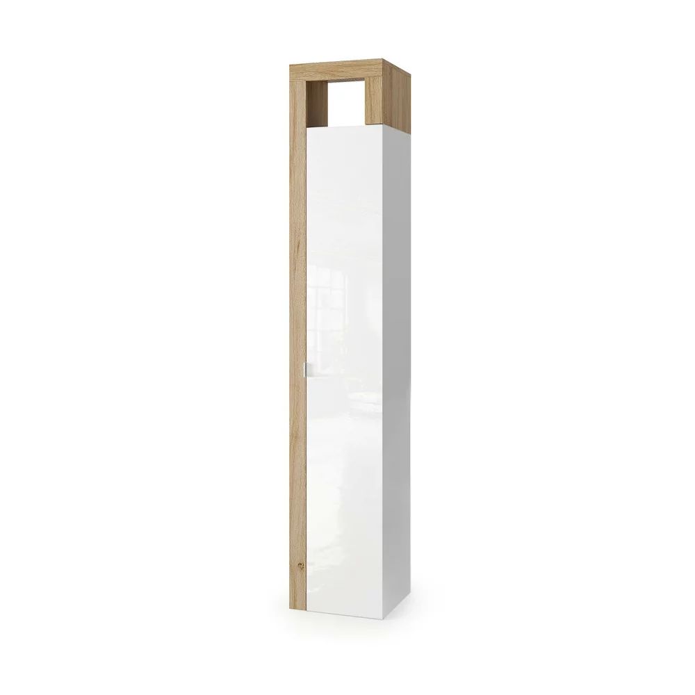 Dulap coloana mare LC Mobili Italia Hamburg 35x188 cm finisaj alb lucios/lemn stejar