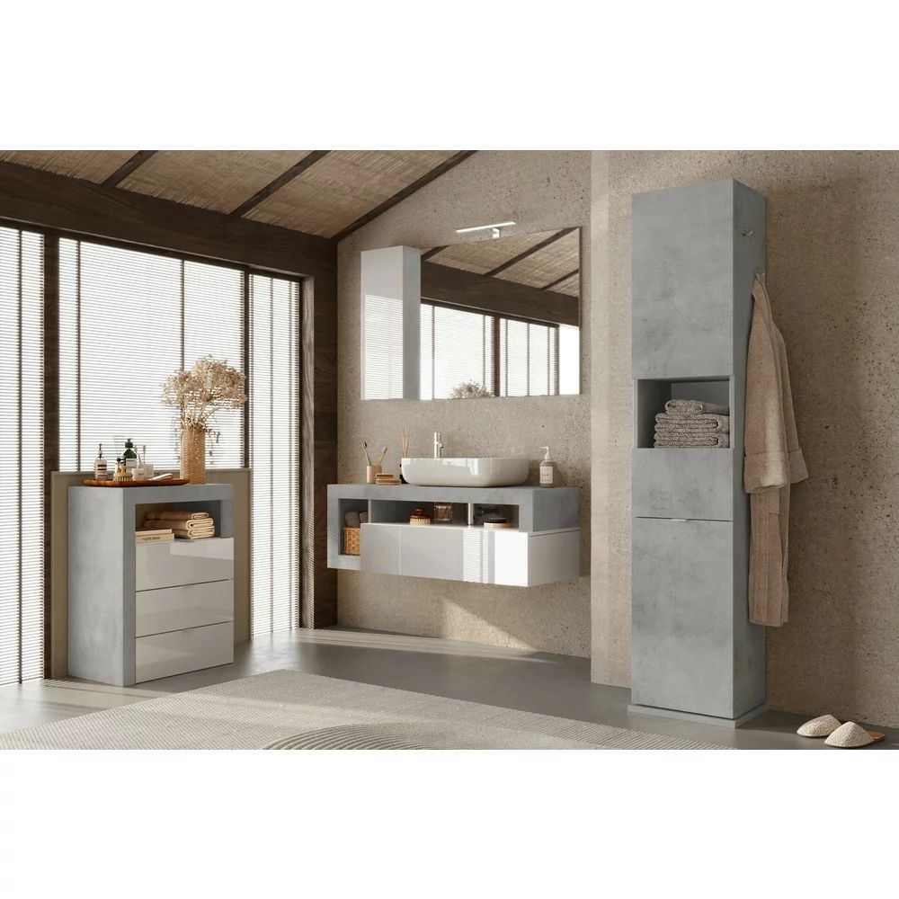 Dulap coloana mare LC Mobili Italia Hamburg baza pivotanta 35x180 cm finisaj gri beton