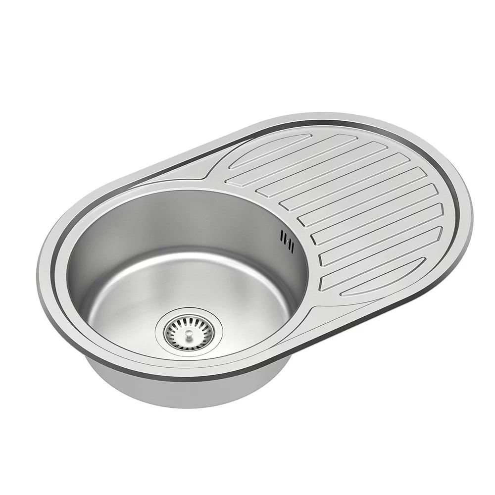 hiuveta inox Quadron Tom 211 cu o cuva fara picurator finisaj inox texturat 77x50 cm