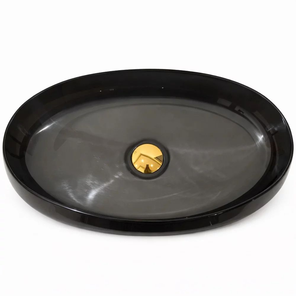 Lavoar din rasina pe blat Rune Bjorn 58 cm negru fumuriu