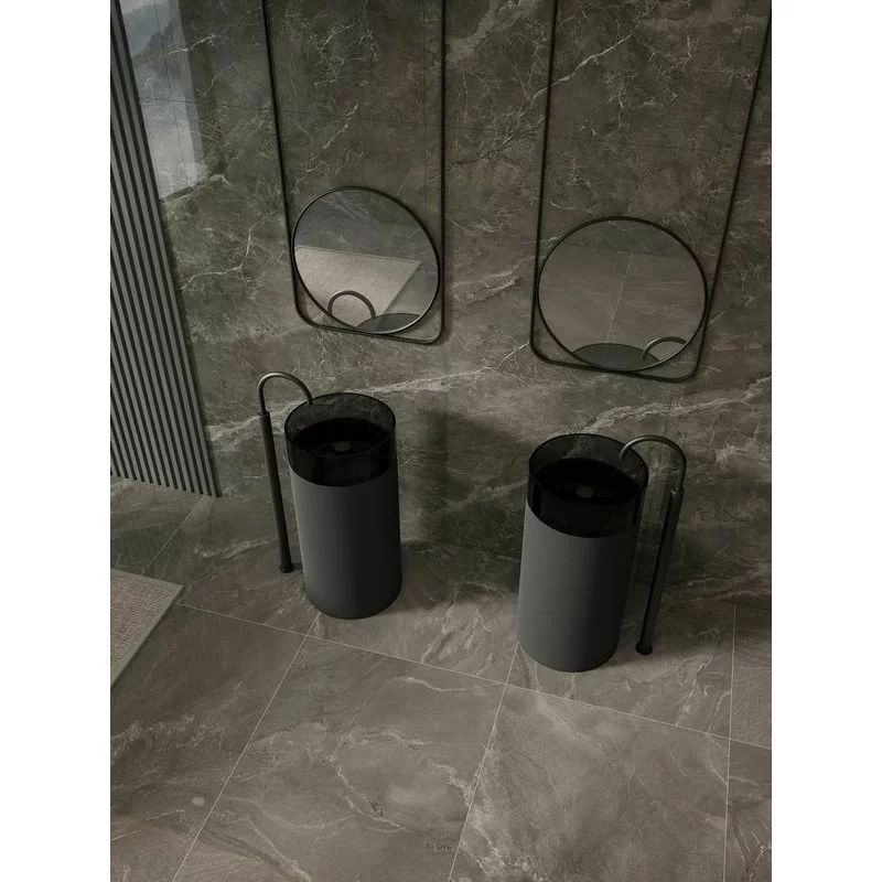 Lavoar freestanding din rasina transparenta Rune Mond fumuriu 45 cm