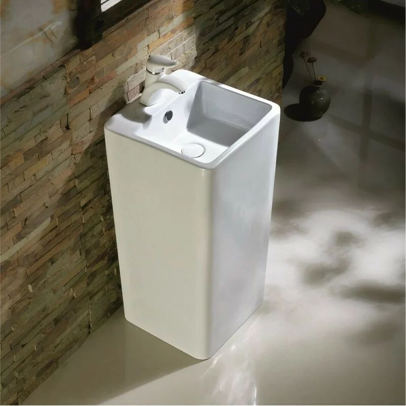 Lavoar freestanding Inter Ceramic patrat alb lucios 40.5 cm