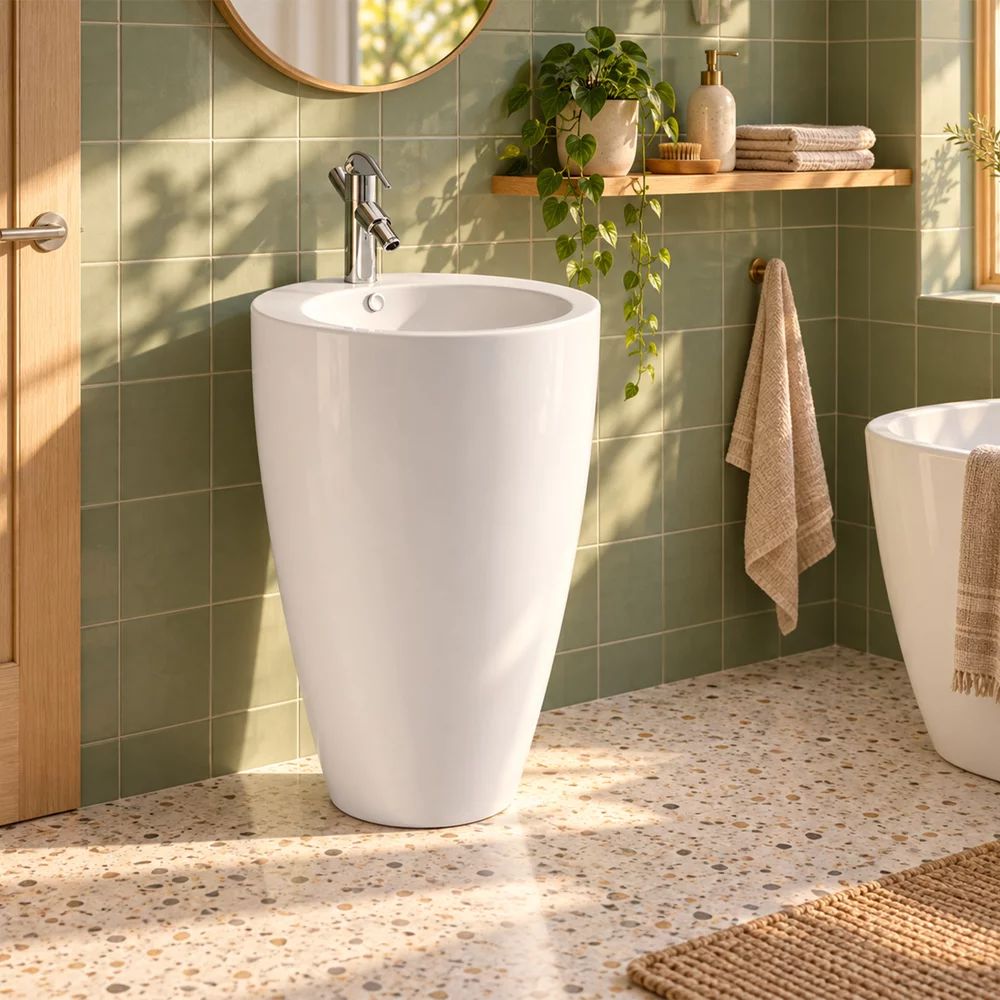 Lavoar freestanding Rune Embla 49 cm finisaj alb lucios