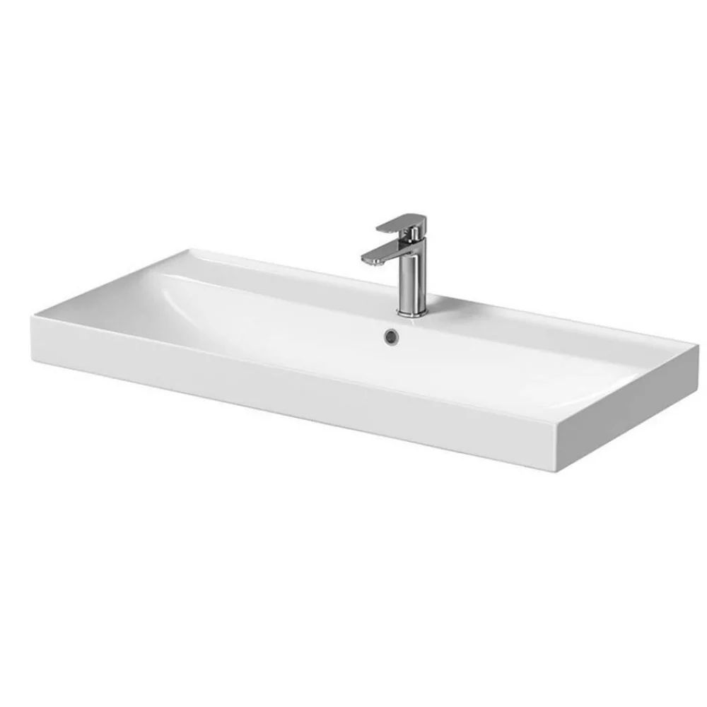 Lavoar incastrat dreptunghiular Alb mat Cersanit Larga Rocklite 100 cm