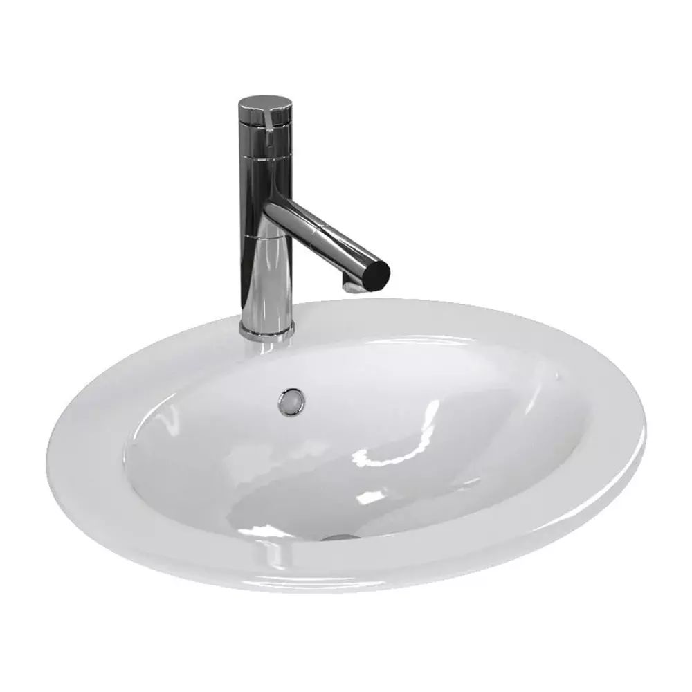 Lavoar incastrat Rea Magari oval finisaj alb lucios 50 cm