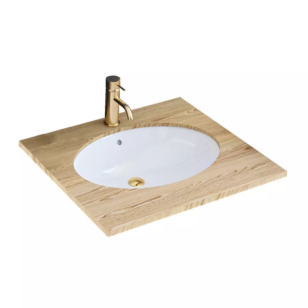 Lavoar incastrat Rea Nel oval finisaj alb lucios 48 cm