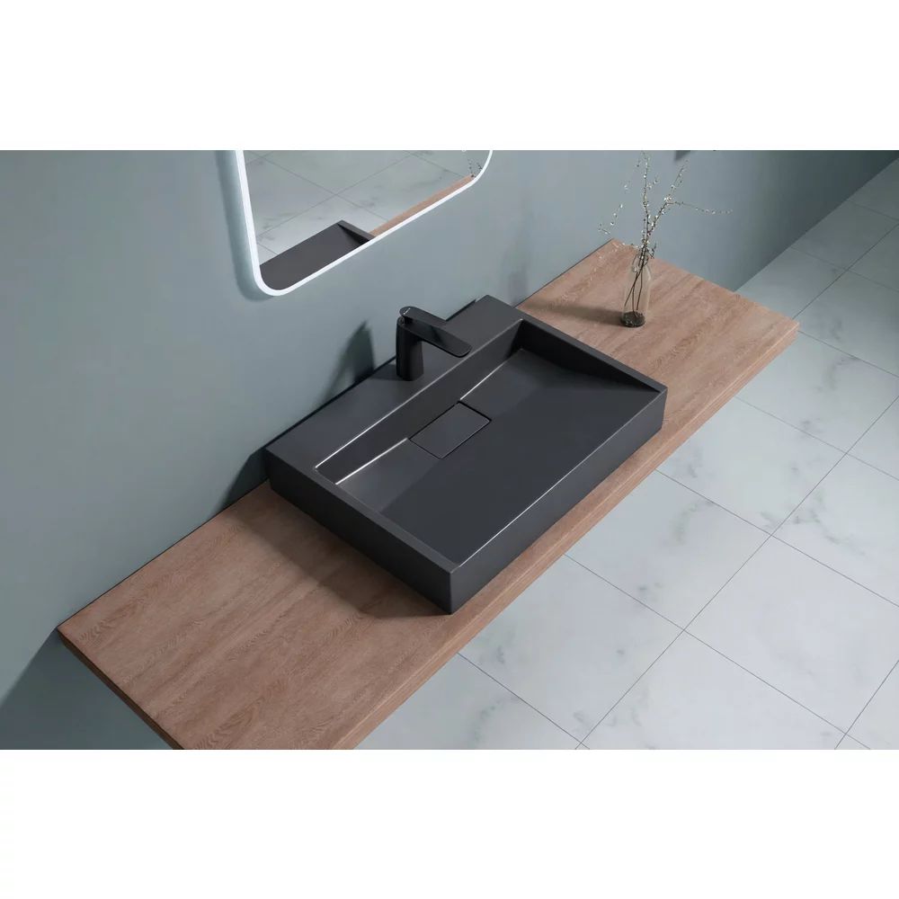 Lavoar negru din compozit pe blat Rune Garm 60 cm