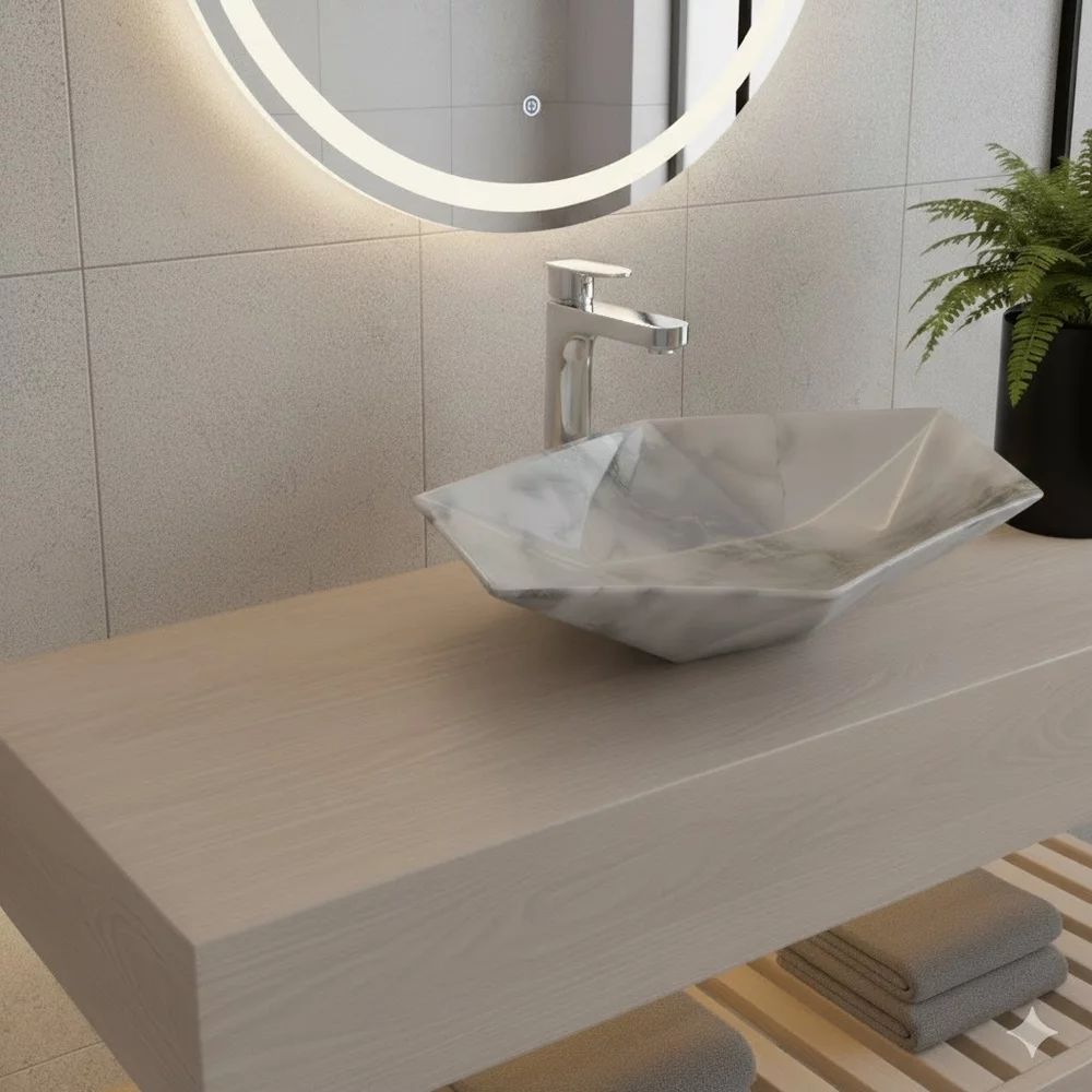 Lavoar pe blat stil granit Rune Kari 63.5 cm
