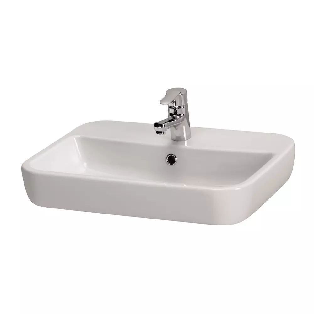 Lavoar pe blat Cersanit Caspia Square alb lucios 60 cm