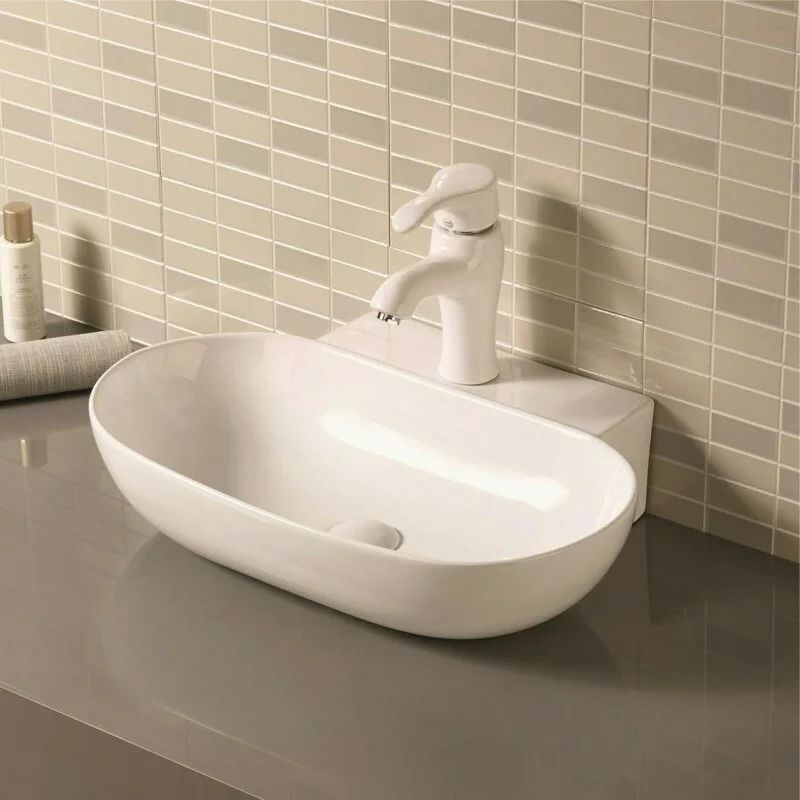 Lavoar pe blat Inter Ceramic Art alb lucios 56 cm