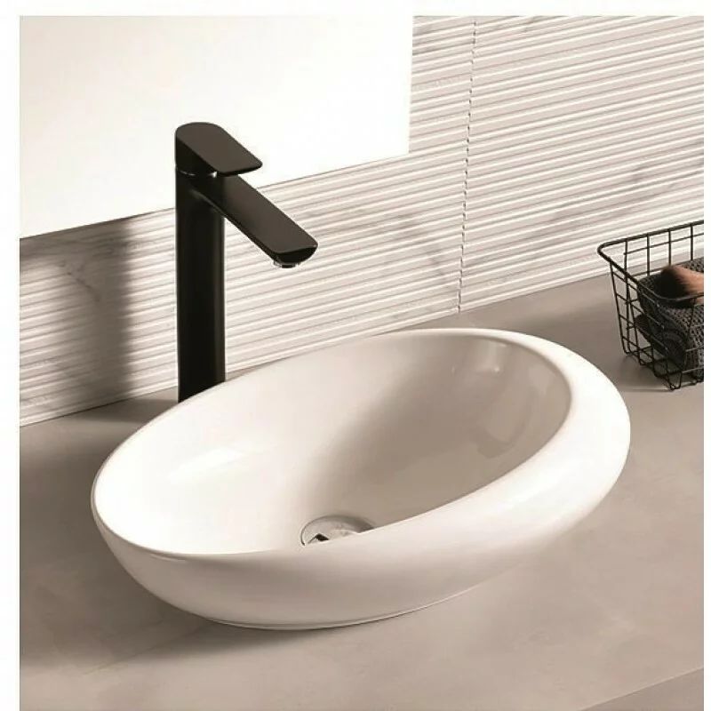 Lavoar pe blat Inter Ceramic Art alb lucios 58 cm