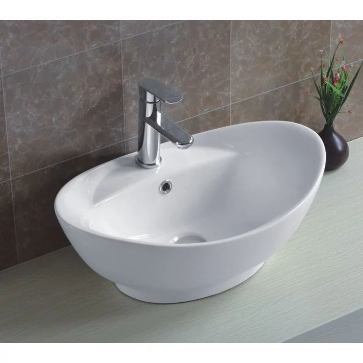 Lavoar pe blat Inter Ceramic Art alb lucios 59 cm
