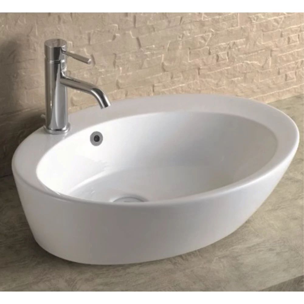 Lavoar pe blat Inter Ceramic Art alb lucios 61 cm