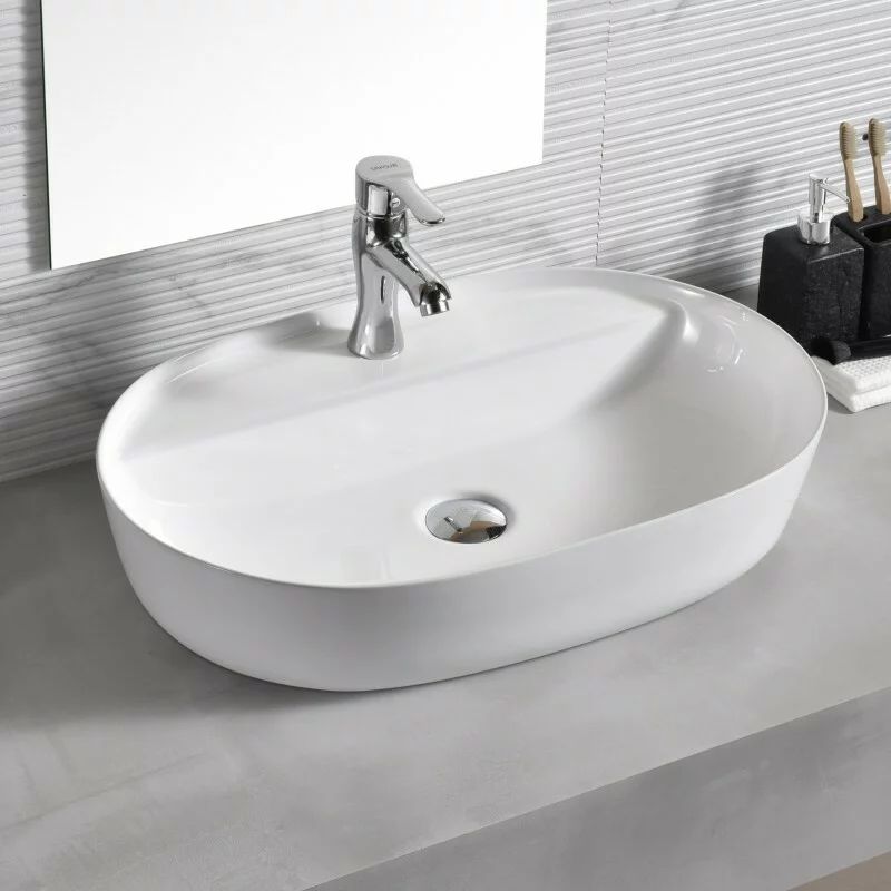 Lavoar pe blat Inter Ceramic Art alb lucios 80 cm